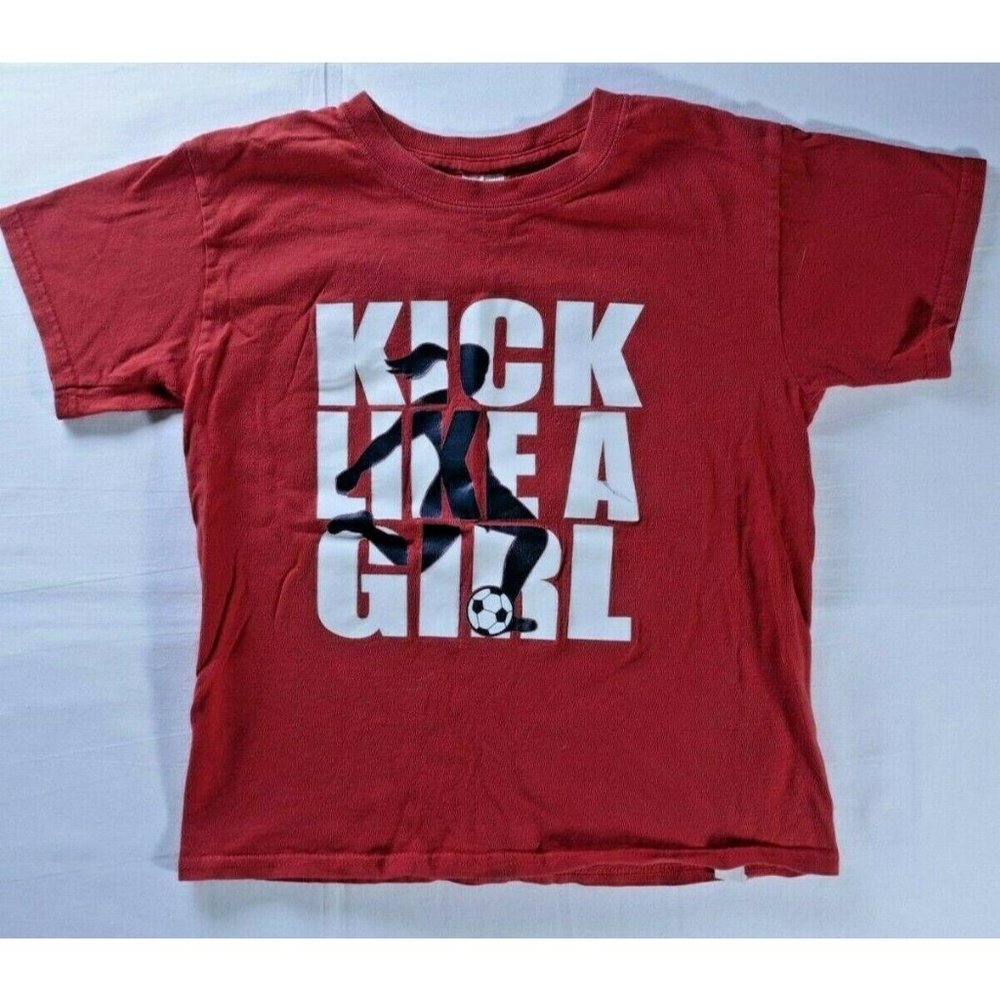 Gildan girls sz S shirt soccer graphic Kick Like